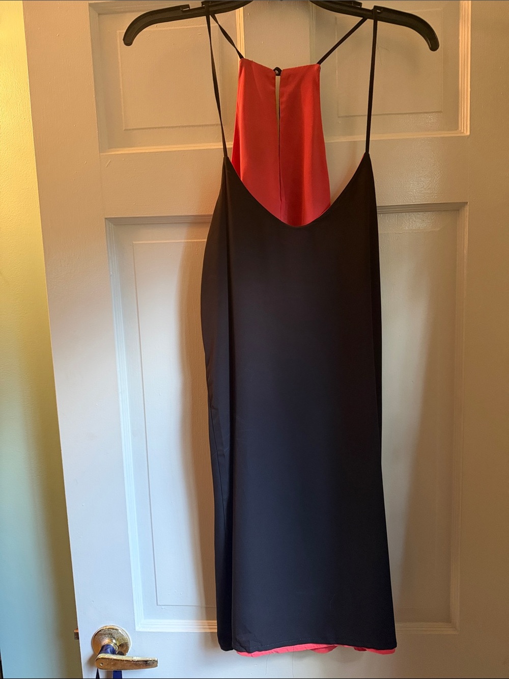 Reversible-Style Black and Red Slip Mini Dress